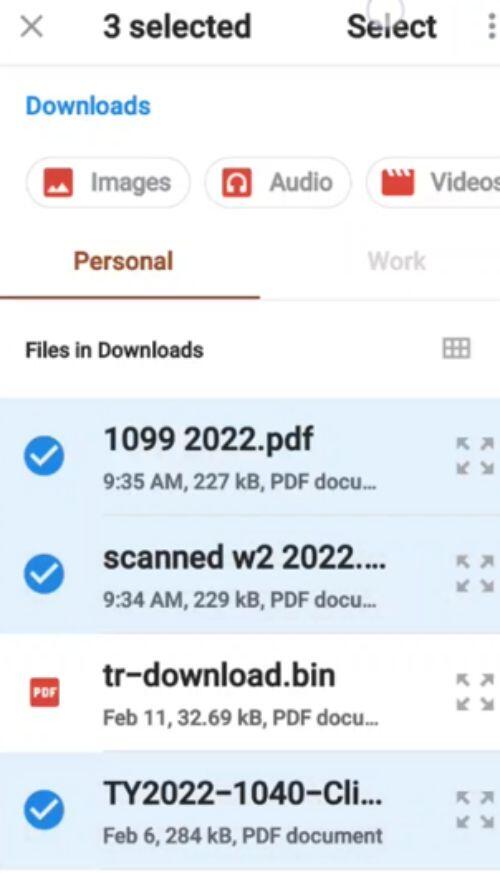 Step 10: Select the scanned files on your phone